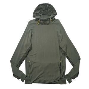 BMW Hoodie Womens L Large OD Green Fleece Lined Thumbholes Active Sweatshirt